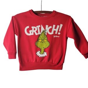 The Grinch Dr Seuss Red Sweatshirt Pullover Top 4T Graphic Whimsy Cute Festive